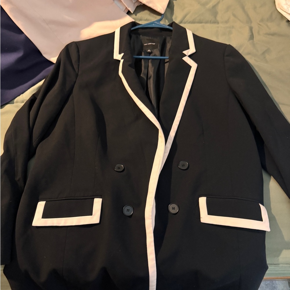 Women’s The Limited Black Blazer with White Trim, Size XL